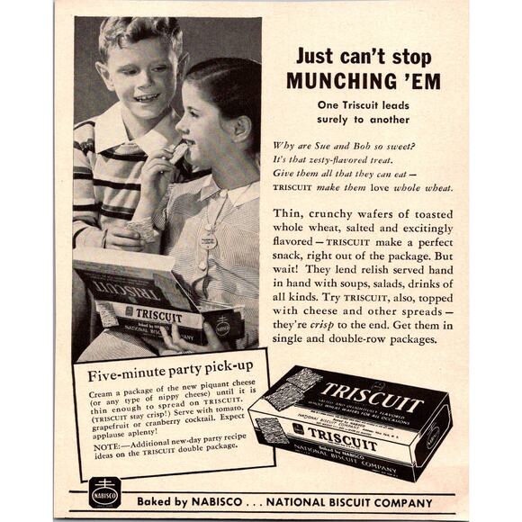 National Biscuit Company Triscuit Salted New York NY 1940s WWII Era Ad SI8 - Picture 1 of 2